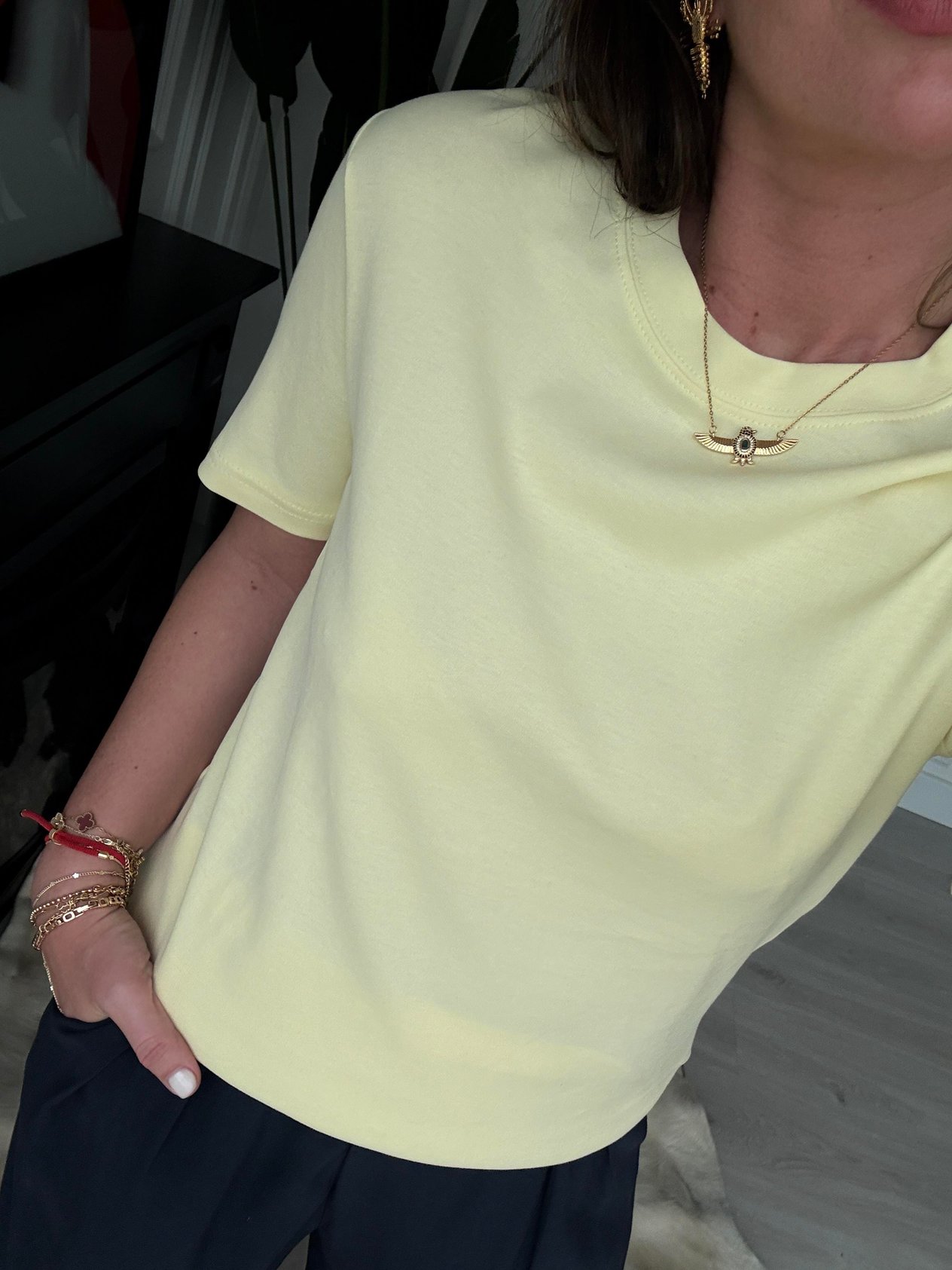 Orijinal Marka %100 Cotton Limon Sarısı   T-Shirt