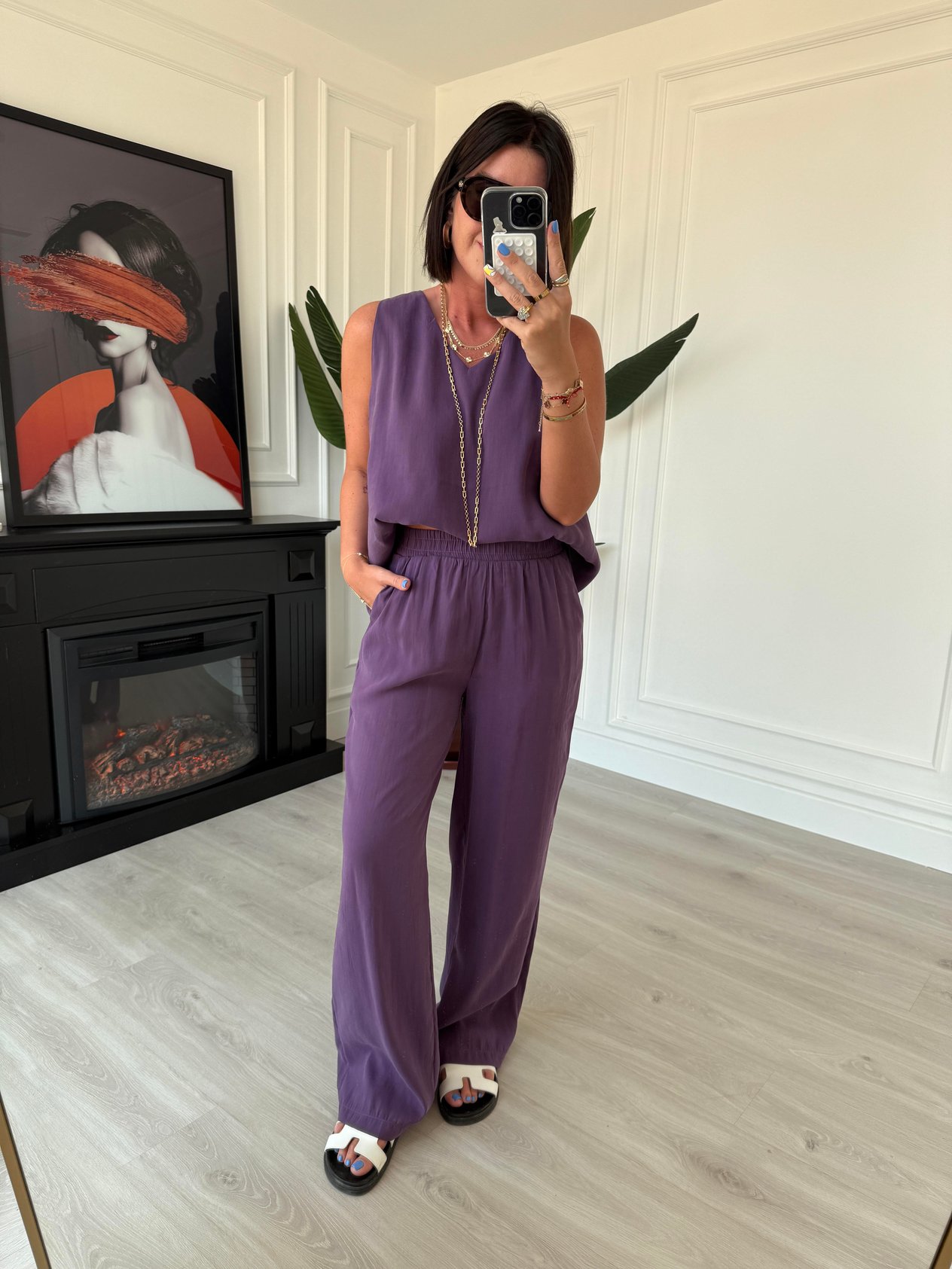 Mor , Tencel Modal , Bluz & Pantolon Takım