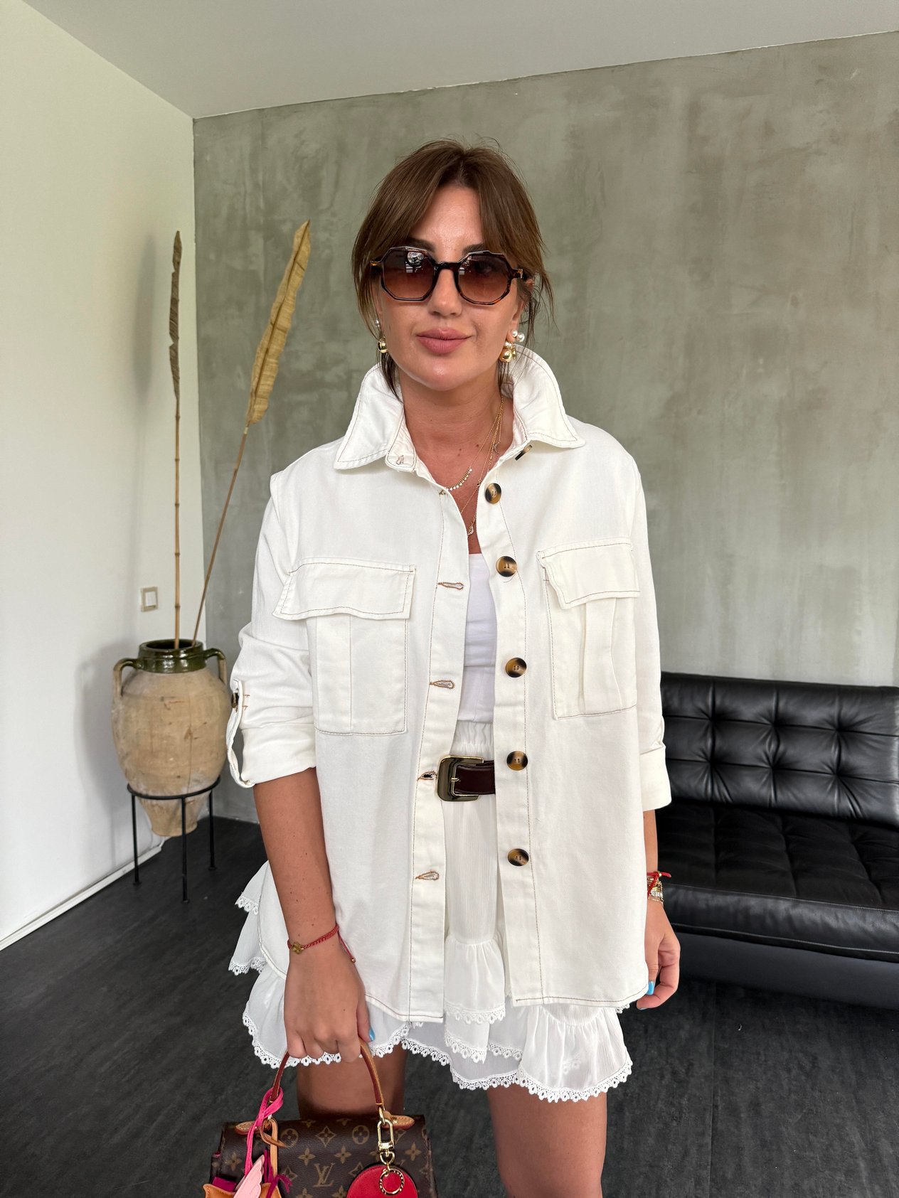 Orijinal Model, Taba Dikişli Ekru Gabardin Ceket