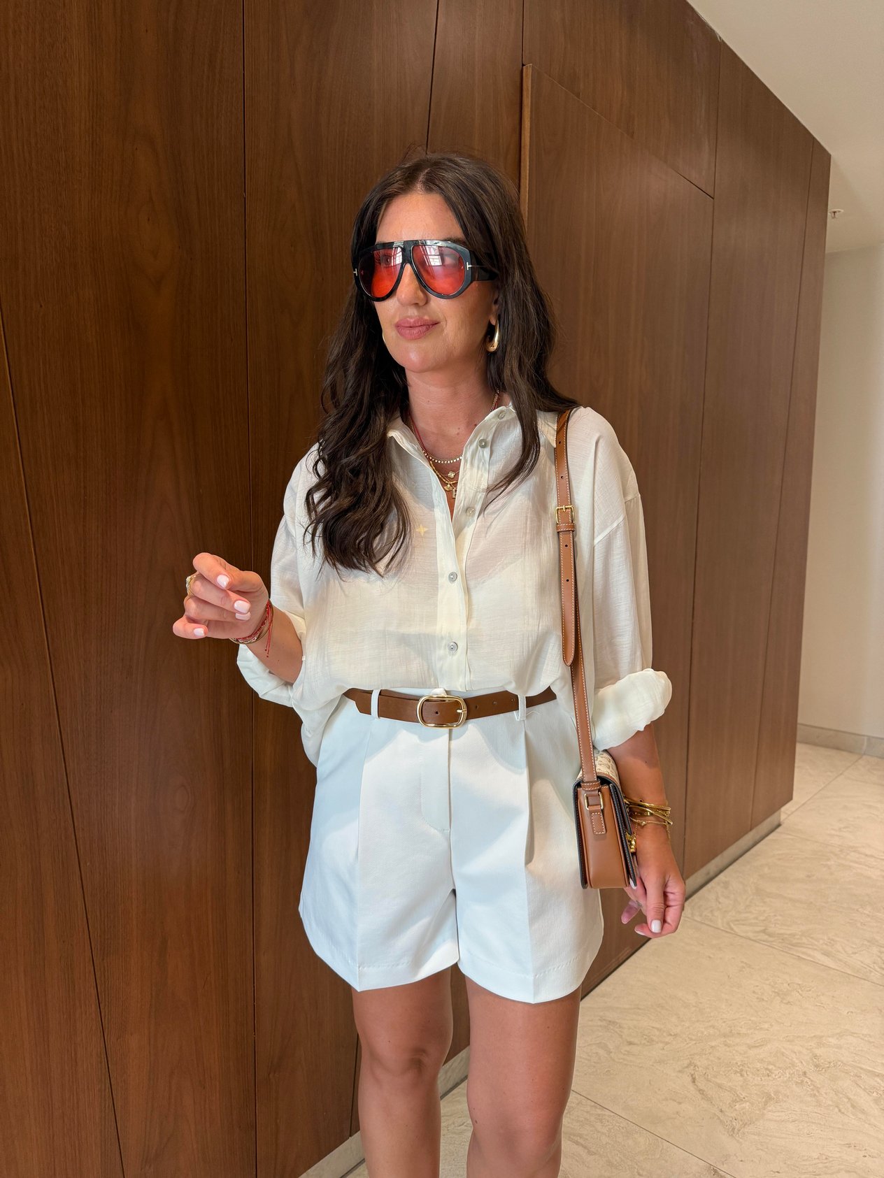 Ekru , İpeksi Oversize Gömlek