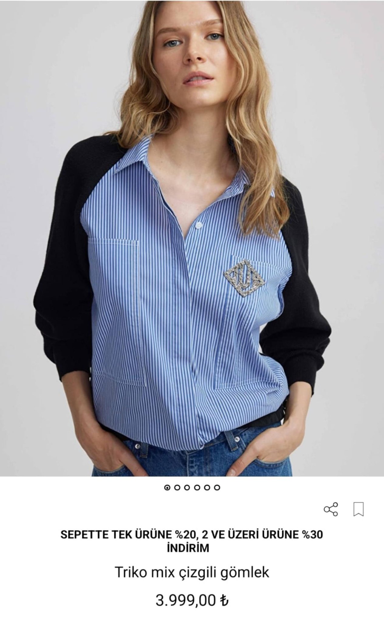 Orijinal Model Broşlu Poplin Mix Tasarım Gömlek