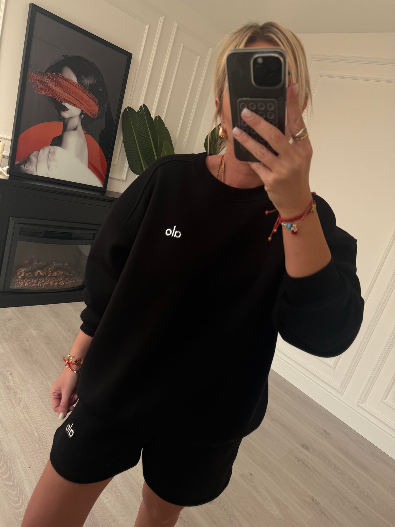 Marka Logolu , Şardonlu Sweatshirt & Şort , Siyah Takım