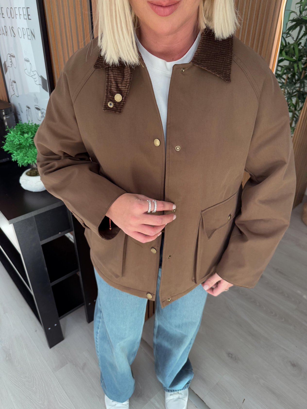 Kadife Yaka , Acı Kahve , Premium Kapitone Mont