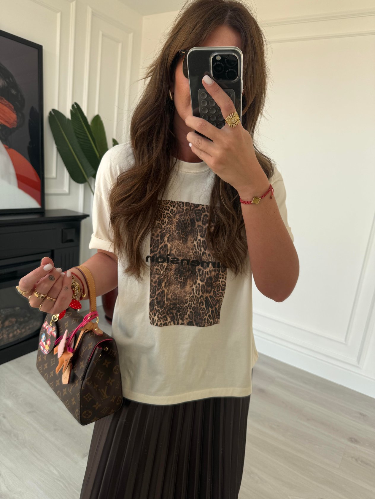 Leopar Desenli , Açık Bej T-shirt