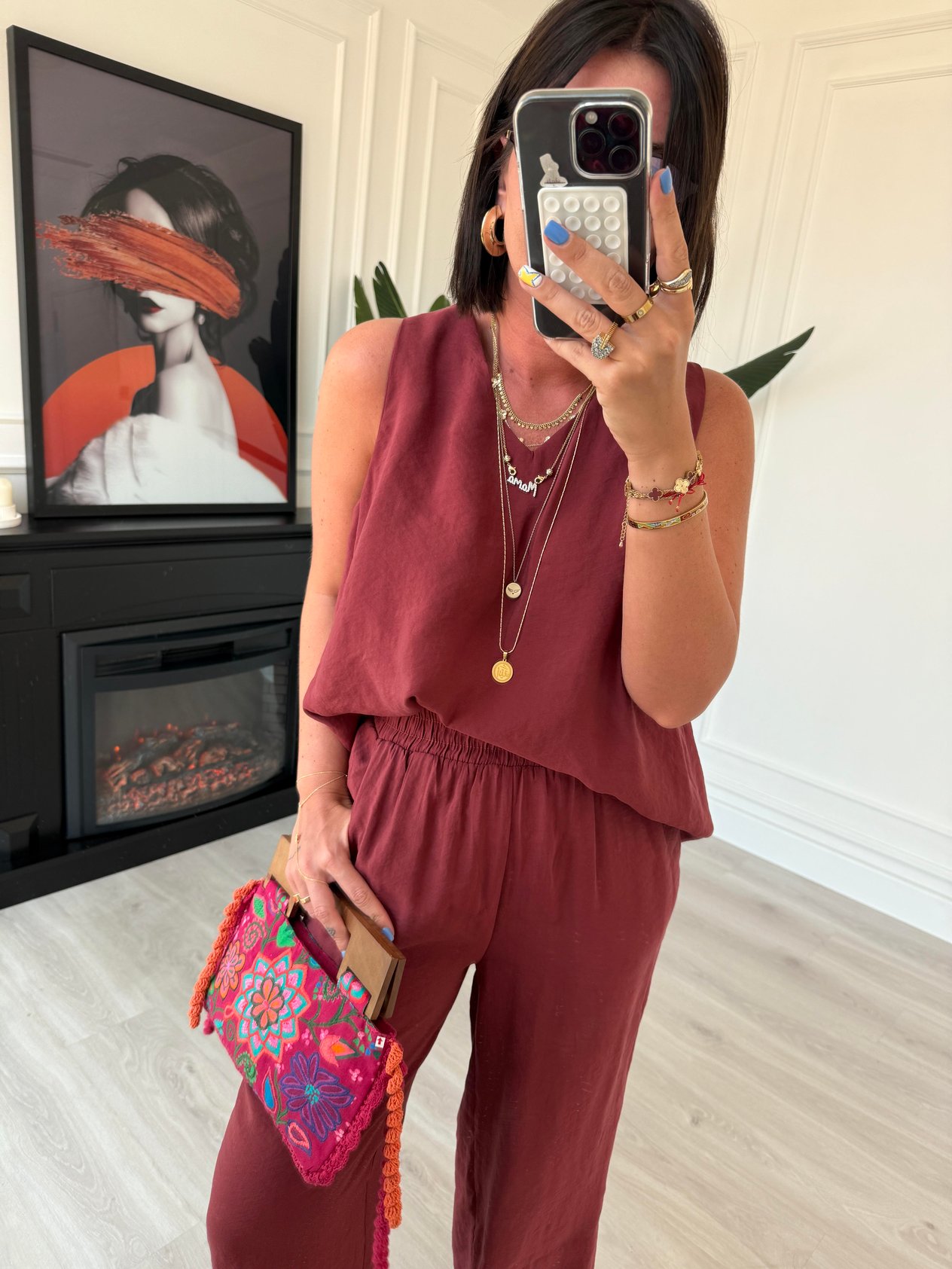 Kiremit , Tencel Modal , Bluz & Pantolon Takım