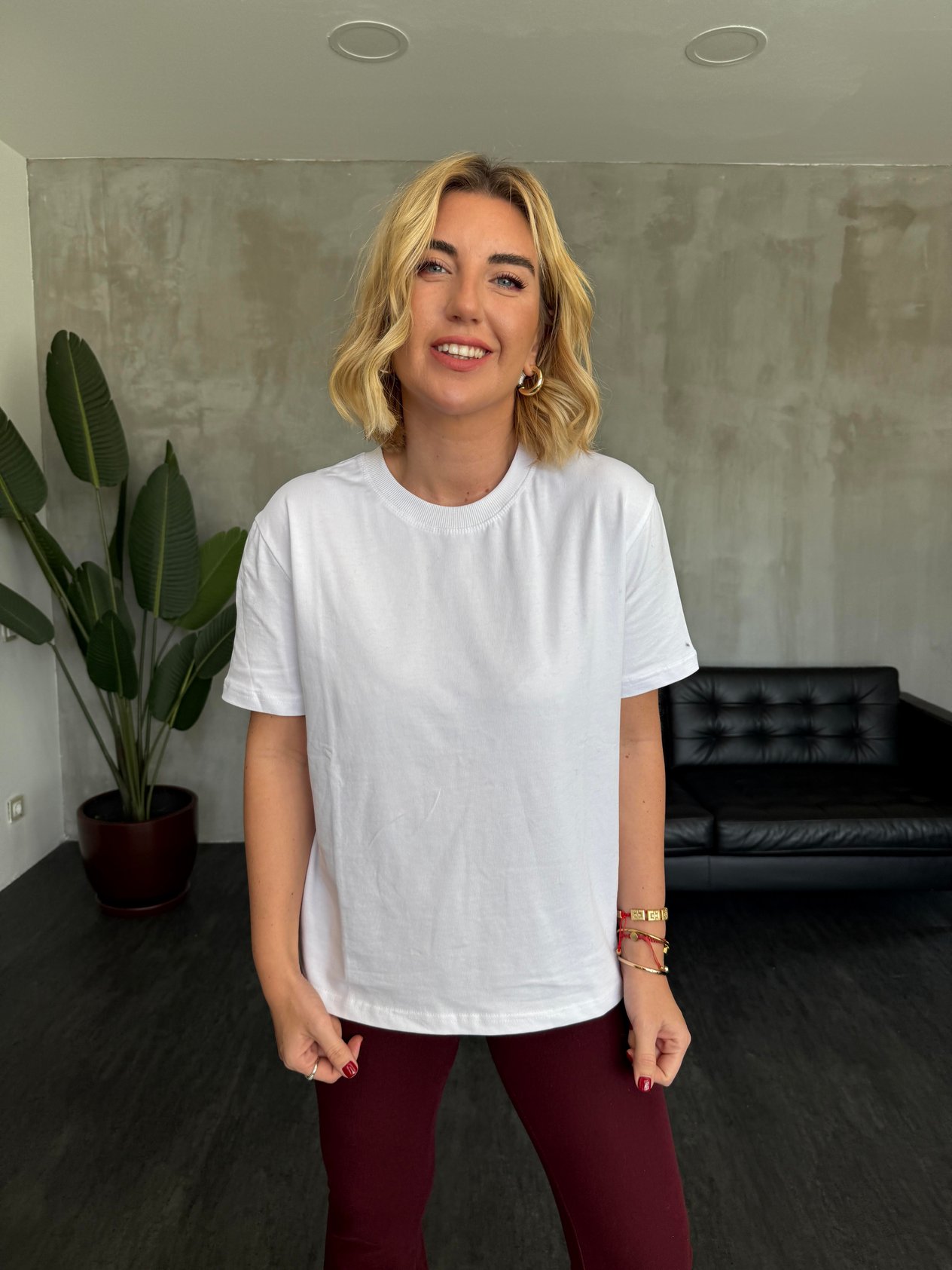 Bisiklet Yaka , Beyaz T-shirt