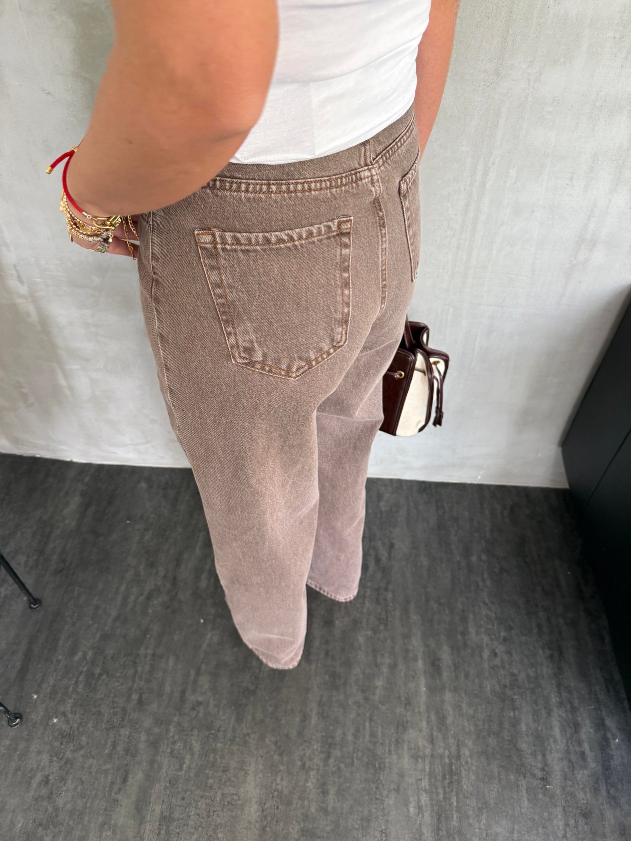 Acı Kahve , Eskitme Efektli , Premium Palazzo Jean