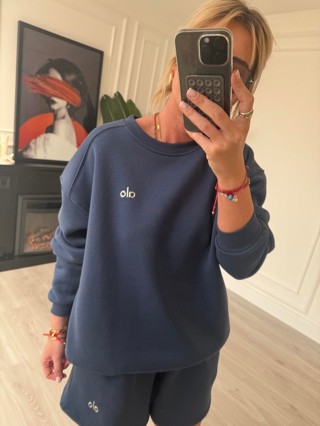 Marka Logolu , Şardonlu Sweatshirt & Şort , Lacivert Takım