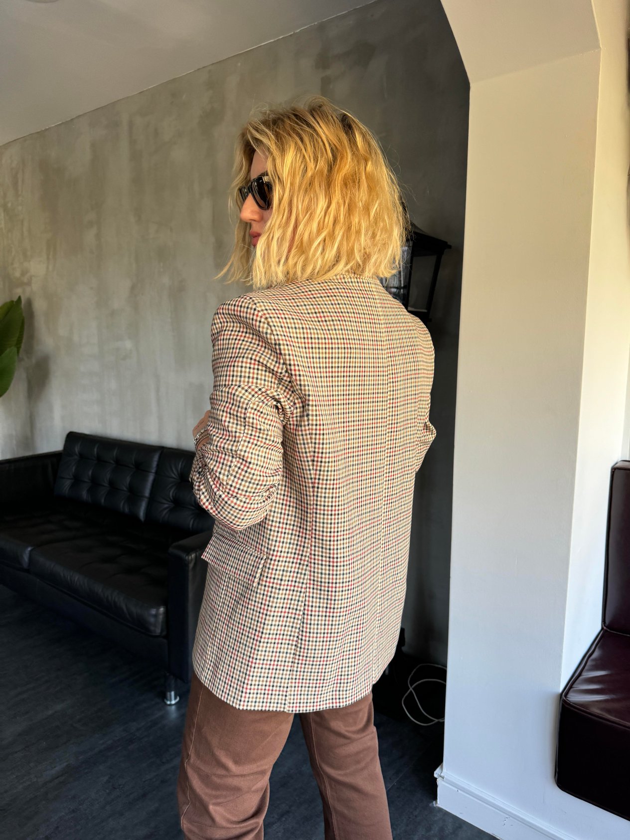Bordo & Kahve Ekoseli , Premium Blazer Ceket