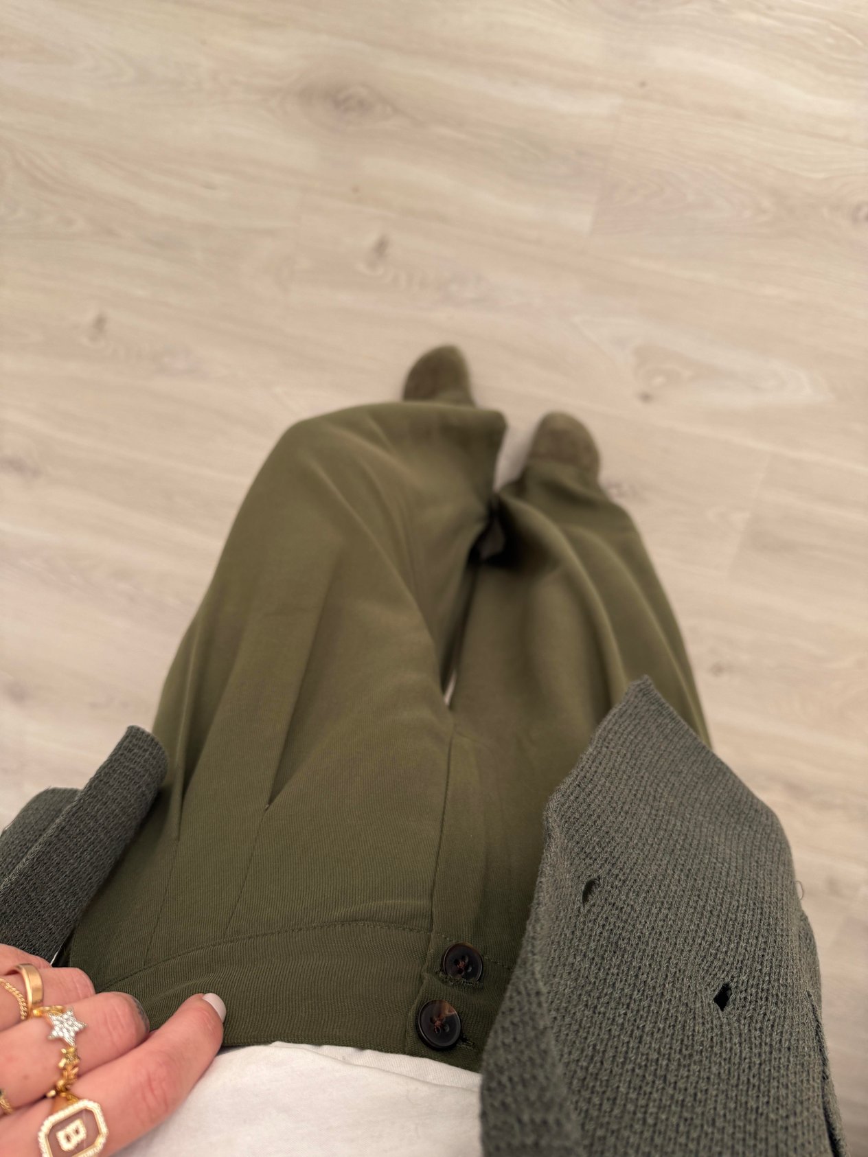 Premium , Arka Beli Lastikli , Haki Tencel Palazzo