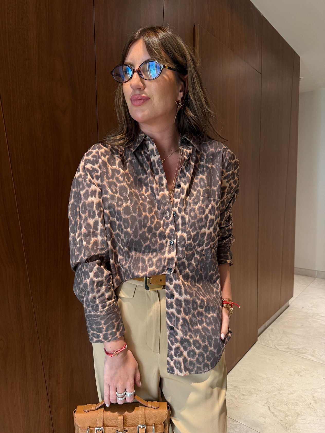 Leopar Desenli , Poplin Gömlek