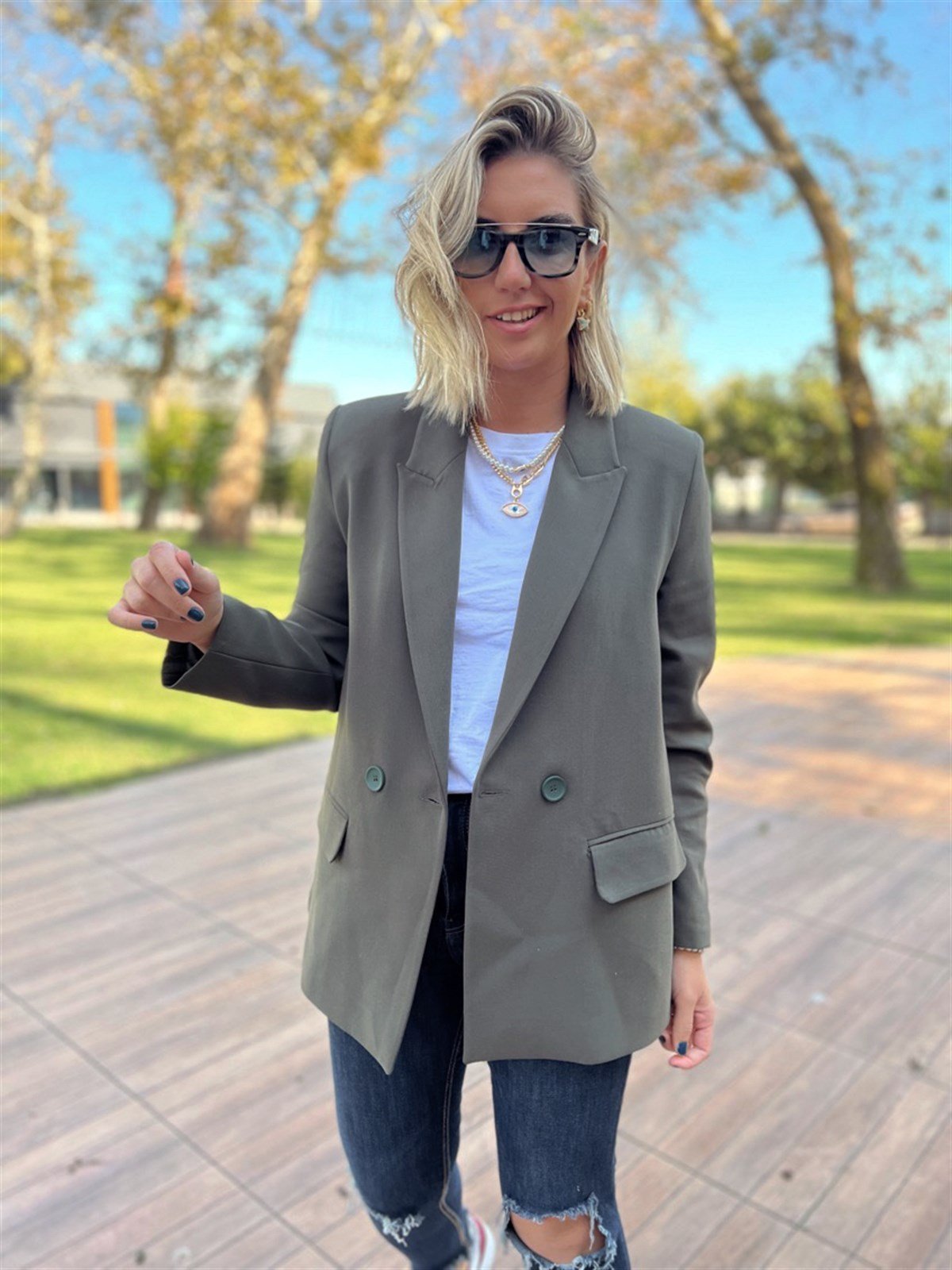 Haki Blazer Ceket