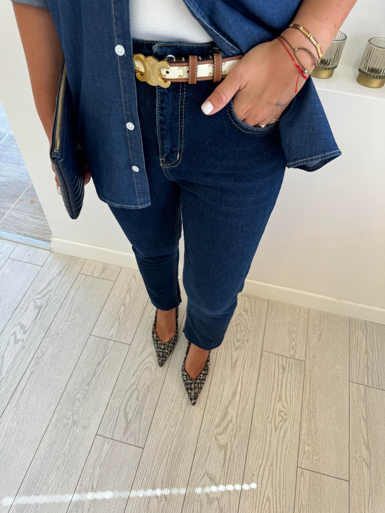 Kesik Paça , Komple Likralı Lacivert Blue Jean