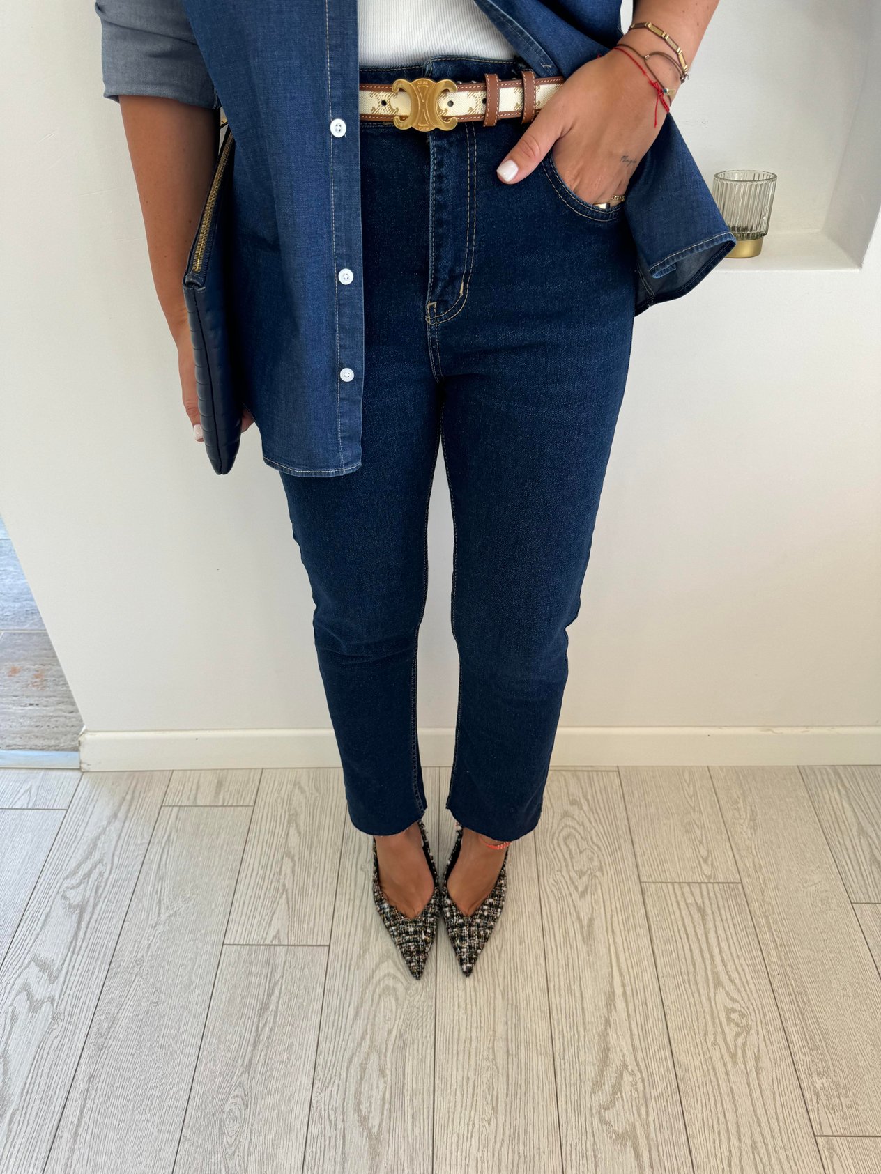 Kesik Paça , Komple Likralı Lacivert Blue Jean