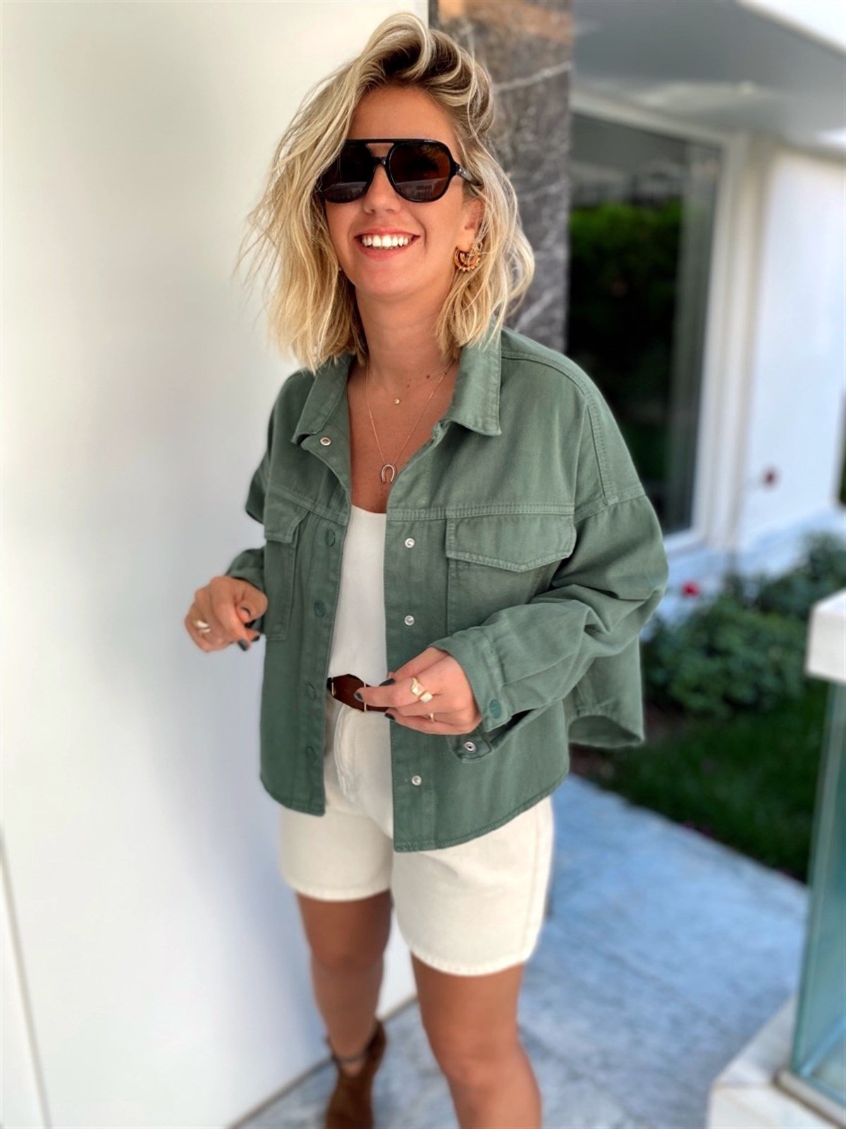 Kısa, Oversize Haki Ceket