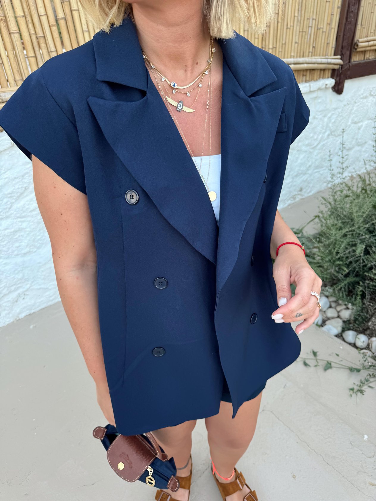 Orijinal Model Lacivert Blazer Yelek