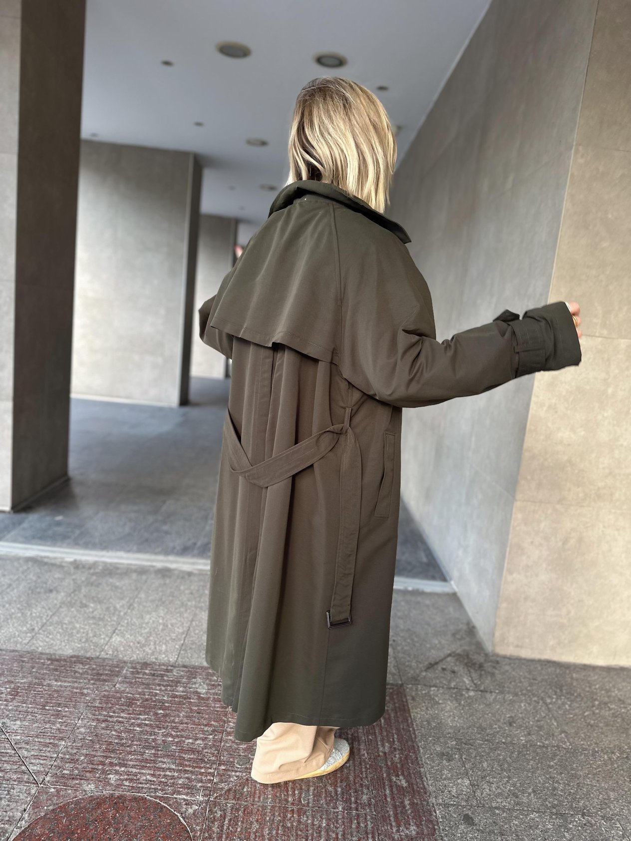 Orijinal Model Oversize Haki Trençkot
