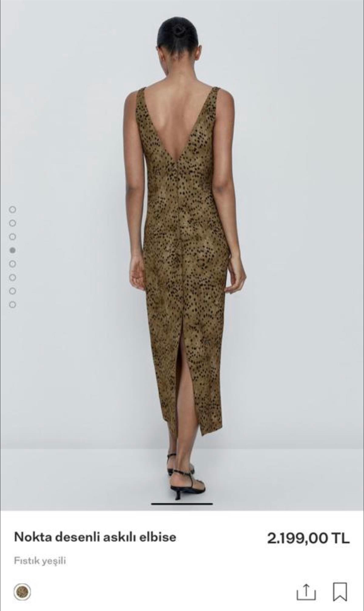 Orijinal Model, V Yaka Haki Desenli Maxi Boy Fit Elbise