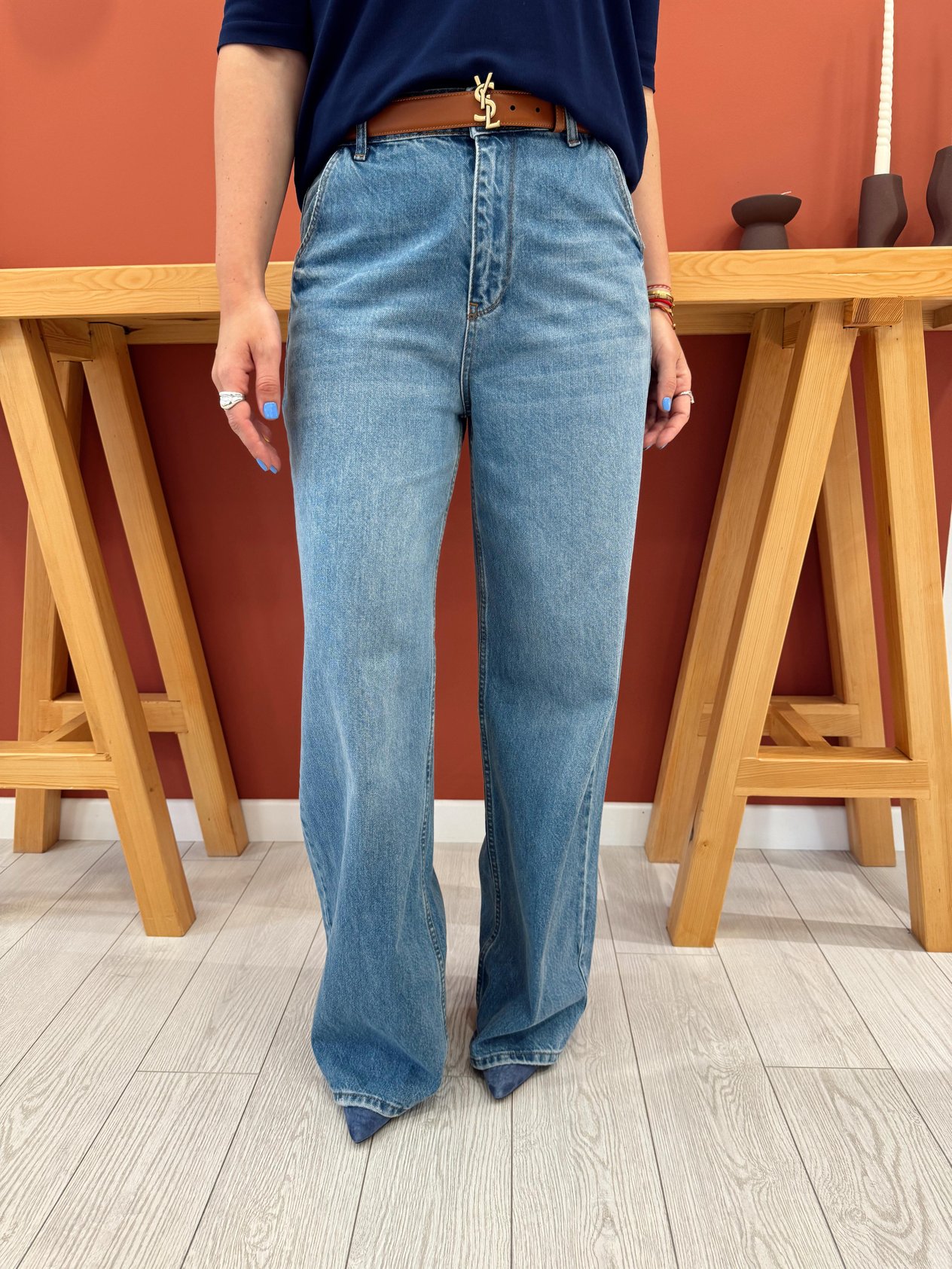 Orjinal Marka Mavi Baggy Jean Pantolon