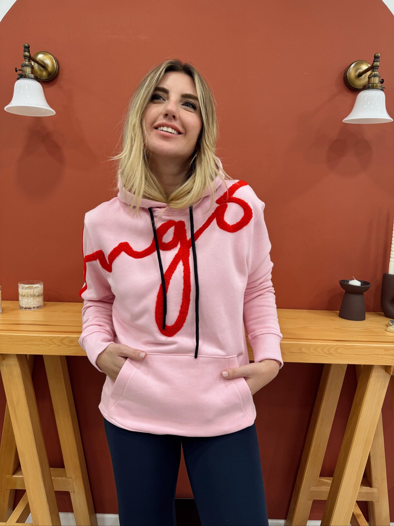 Orjinal Marka Punch İşlemeli Pembe Sweat