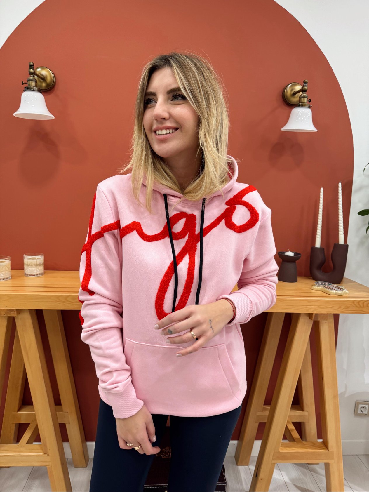 Orjinal Marka Punch İşlemeli Pembe Sweat