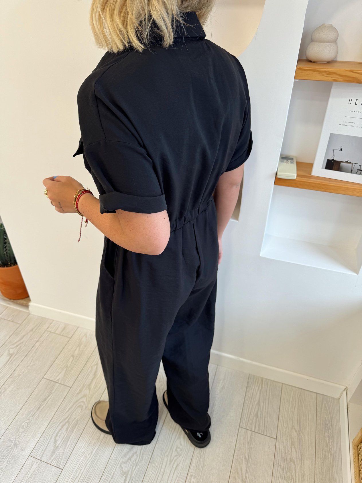 Orjinal Model Belden Ayarlamalı Siyah Tencel Tulum