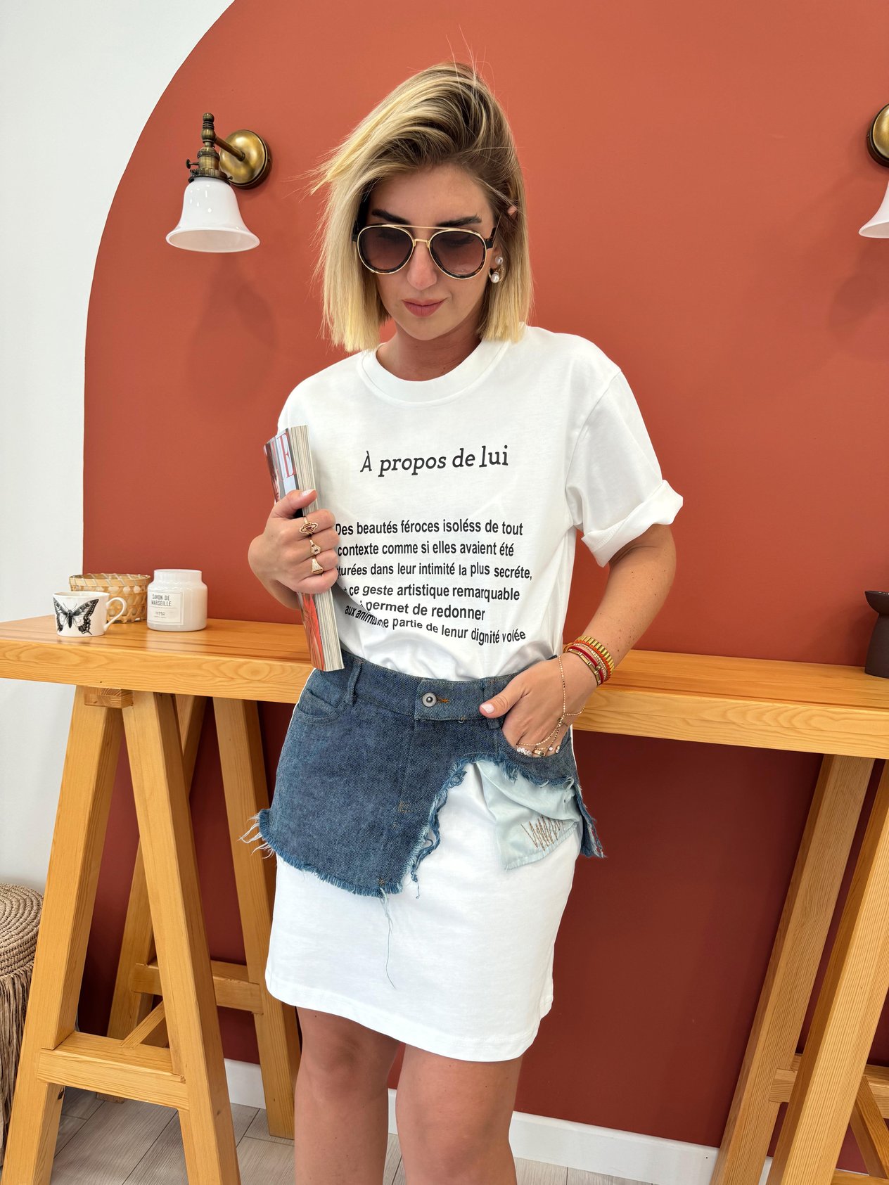 Orjinal Model Denim Mix Ekru Penye Elbise
