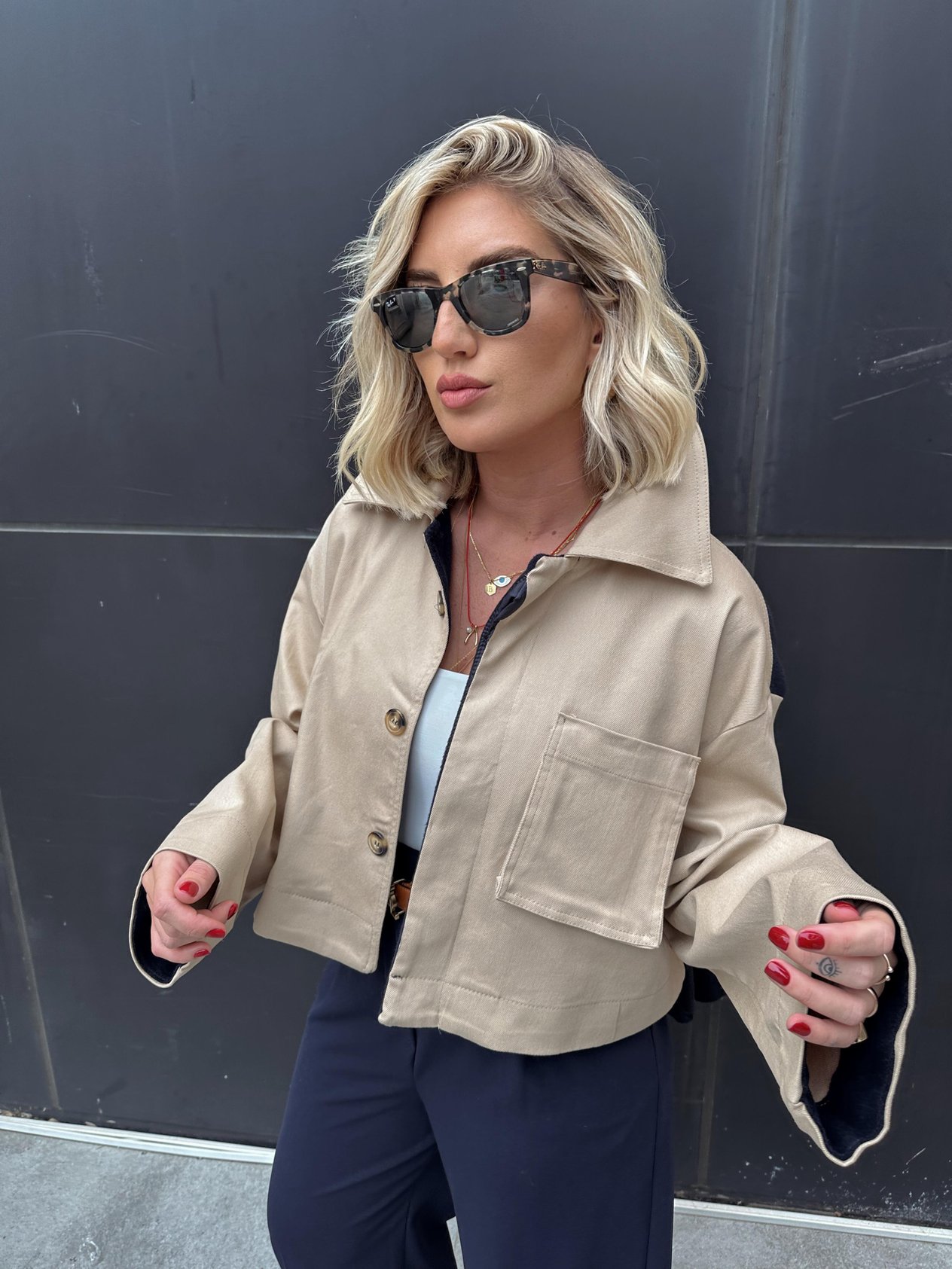 Orjinal Model Gabardin Detaylı Tasarım Ceket
