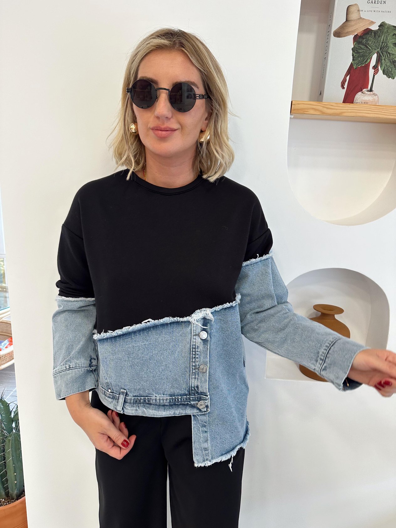 Orjinal Model , Jean Detaylı Siyah Sweat