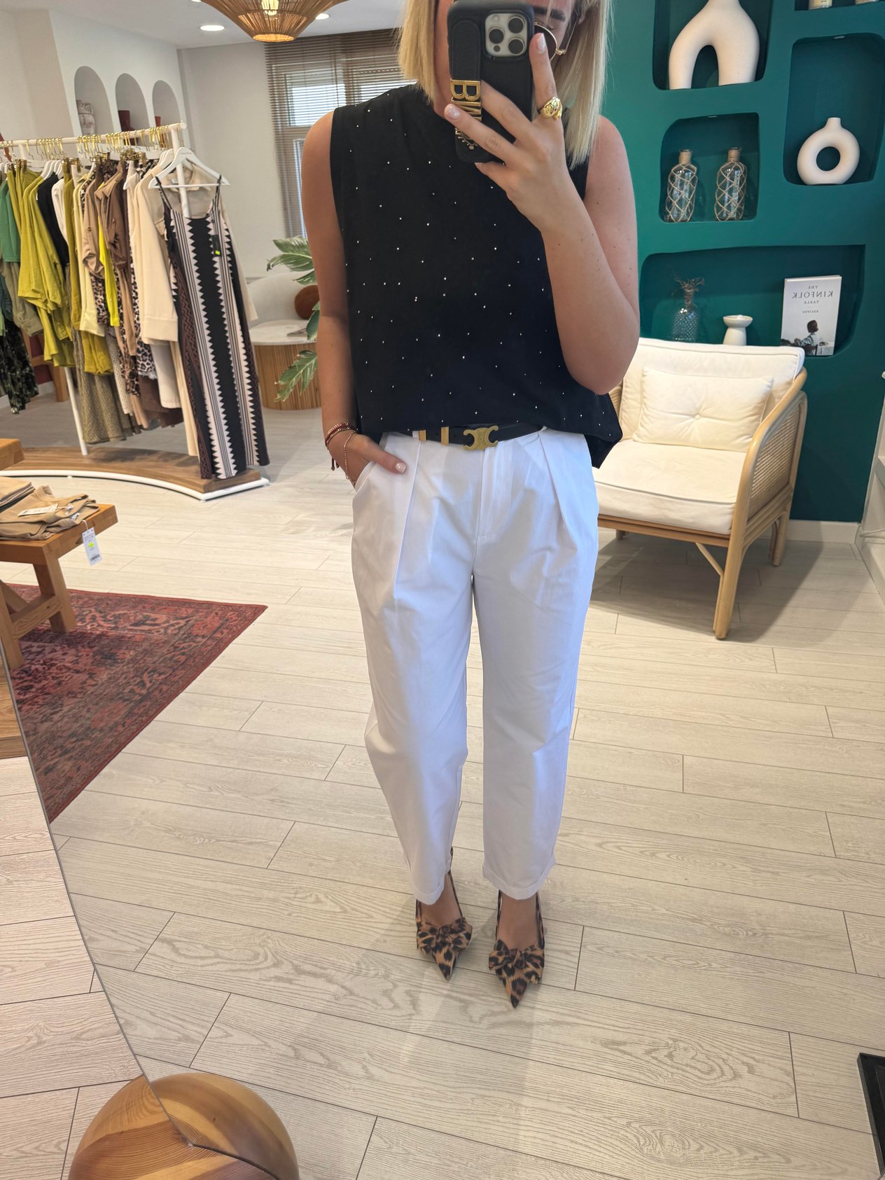 Premium Teknik Kumaş Beyaz Pantalon