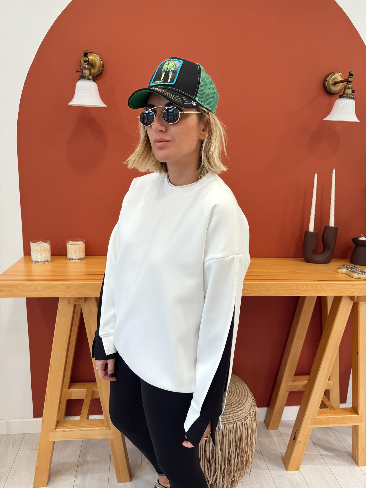Tasarım, Scuba Kumaş Beyaz Sweatshirt