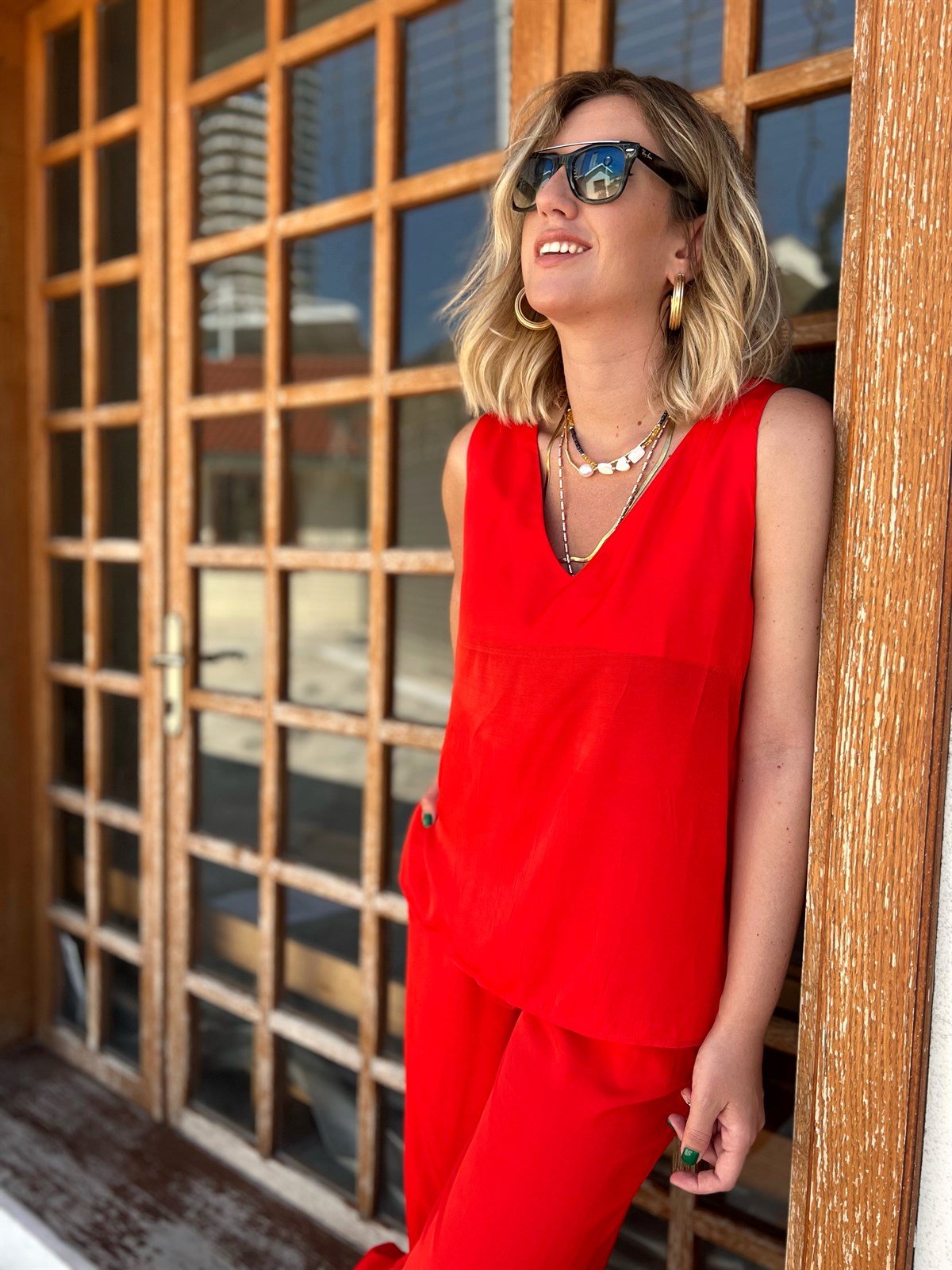 Tencel İpek Kumaş Kırmızı Takım