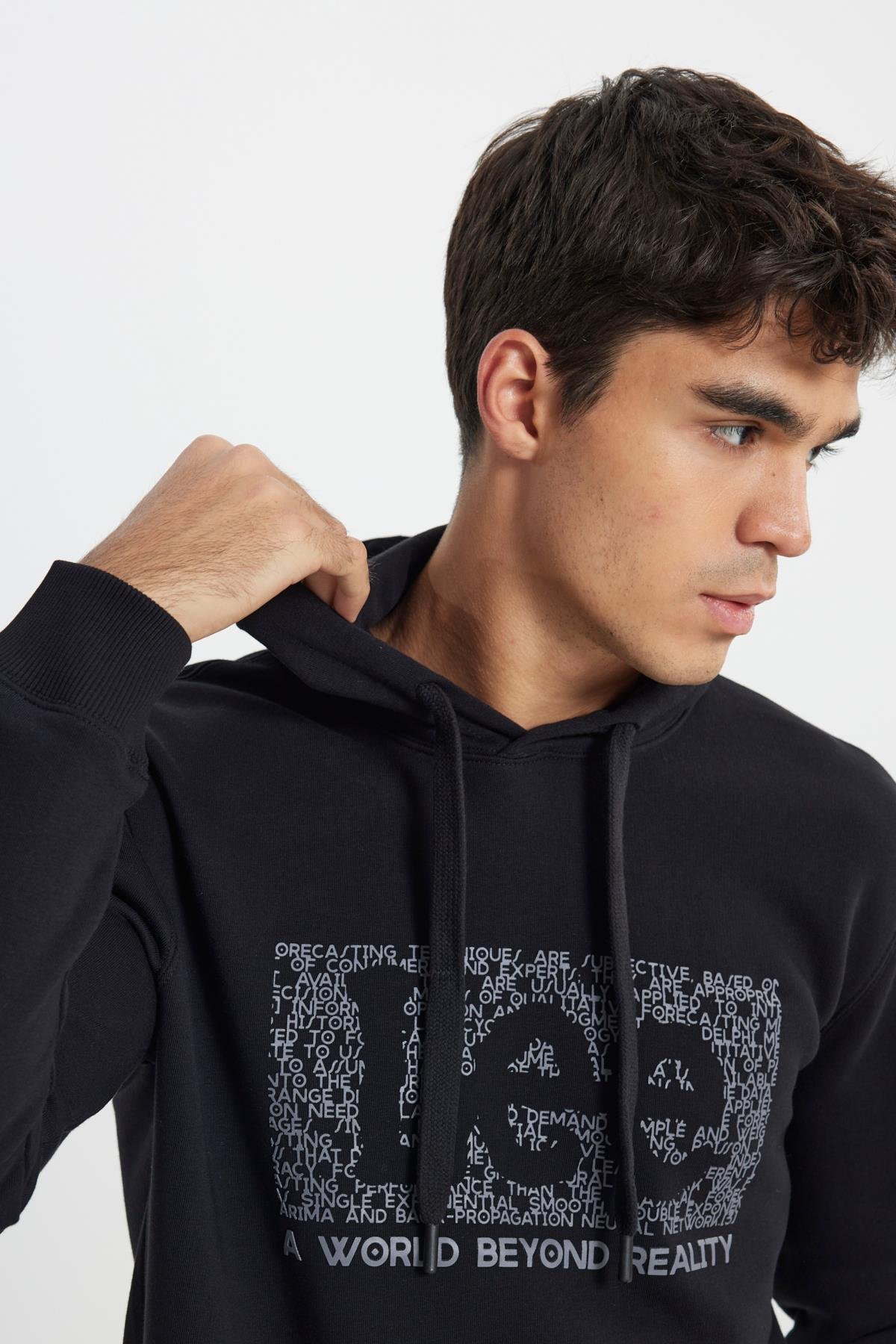 Big Logo Baskılı Kapüşonlu Sweatshirt Black