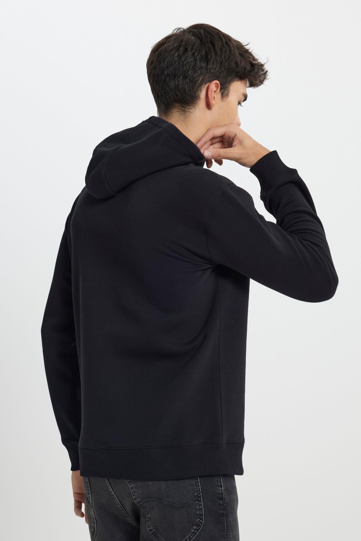 Big Logo Baskılı Kapüşonlu Sweatshirt Black