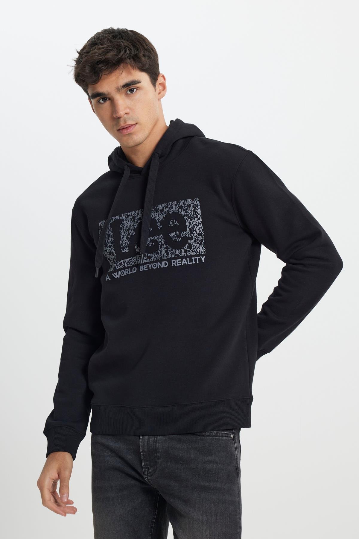 Big Logo Baskılı Kapüşonlu Sweatshirt Black