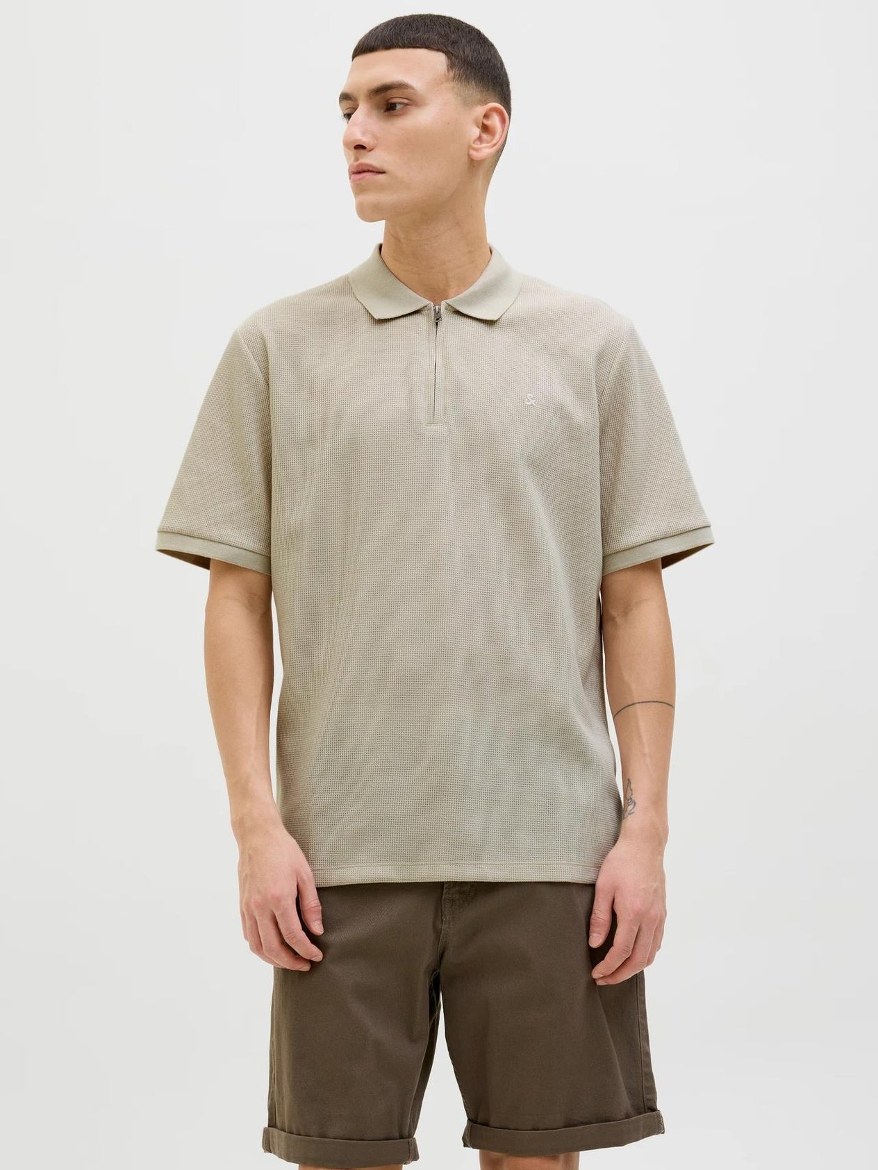 JJEAUSTIN ZIP POLO SS NOOS Moonbeam