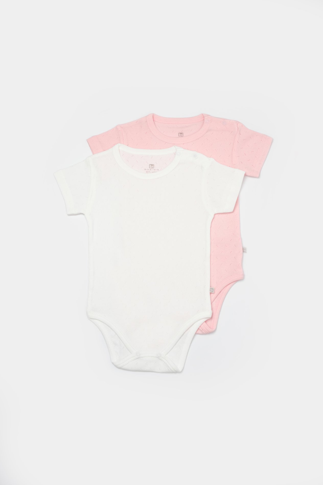 BİBABY JAKARLI 2Lİ YARIM KOL BODY PEMBE EKRU SET