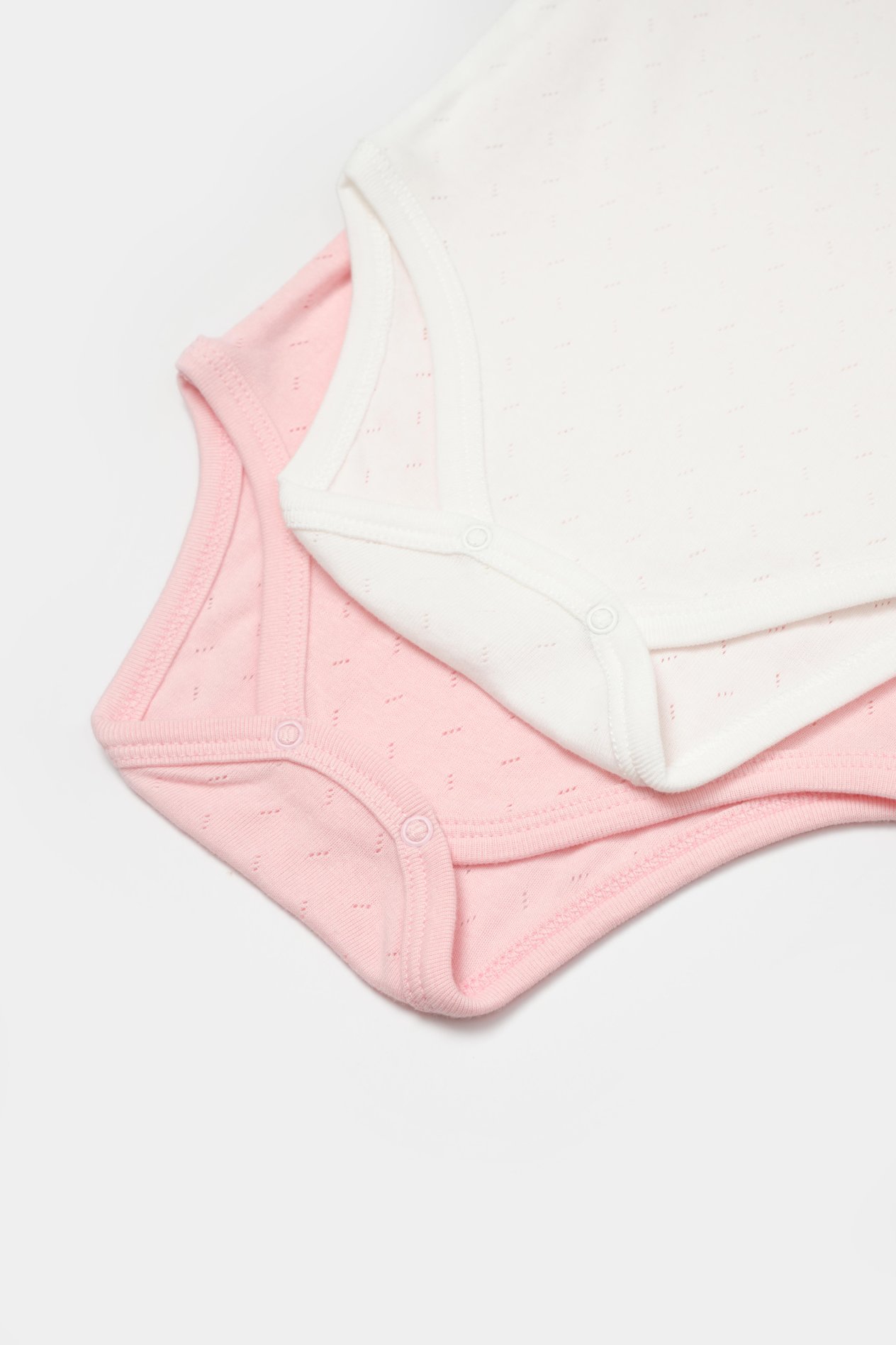 BİBABY JAKARLI 2Lİ YARIM KOL BODY PEMBE EKRU SET