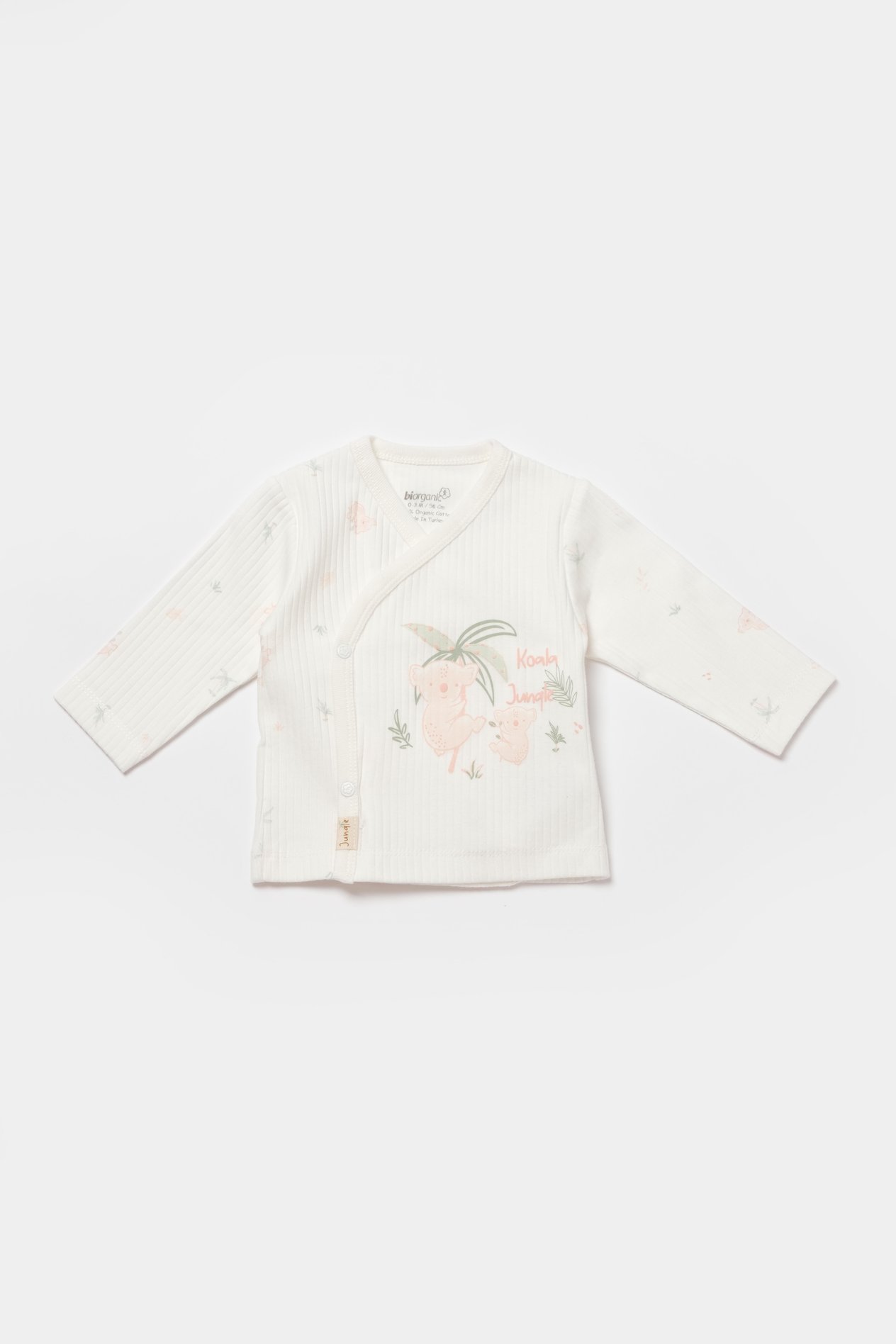 BİORGANİC KOALA JUNGLE BODY SIDE SNAP SHIRT 2 PCS PİNK SET