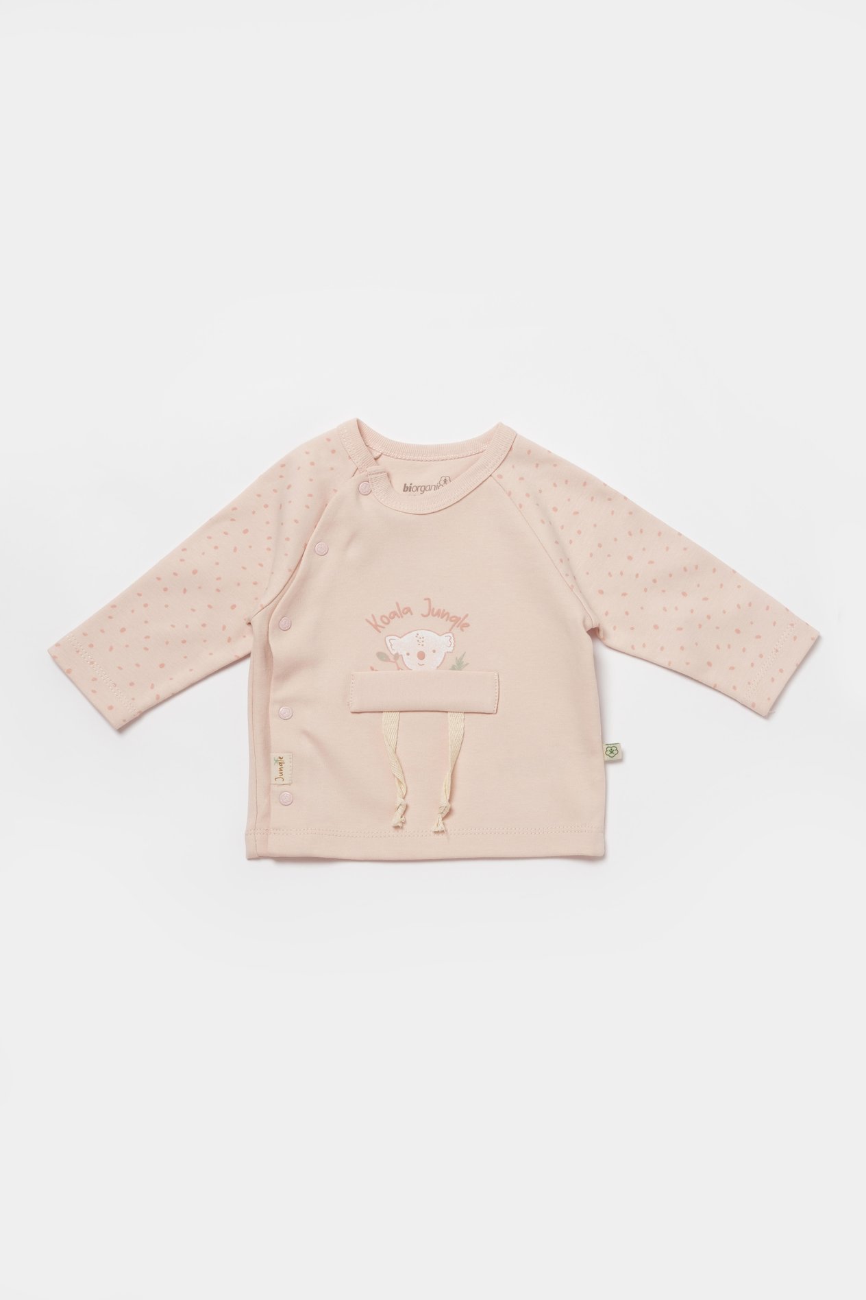 BİORGANİC KOALA JUNGLE BODY SIDE SNAP SHIRT 2 PCS PİNK SET