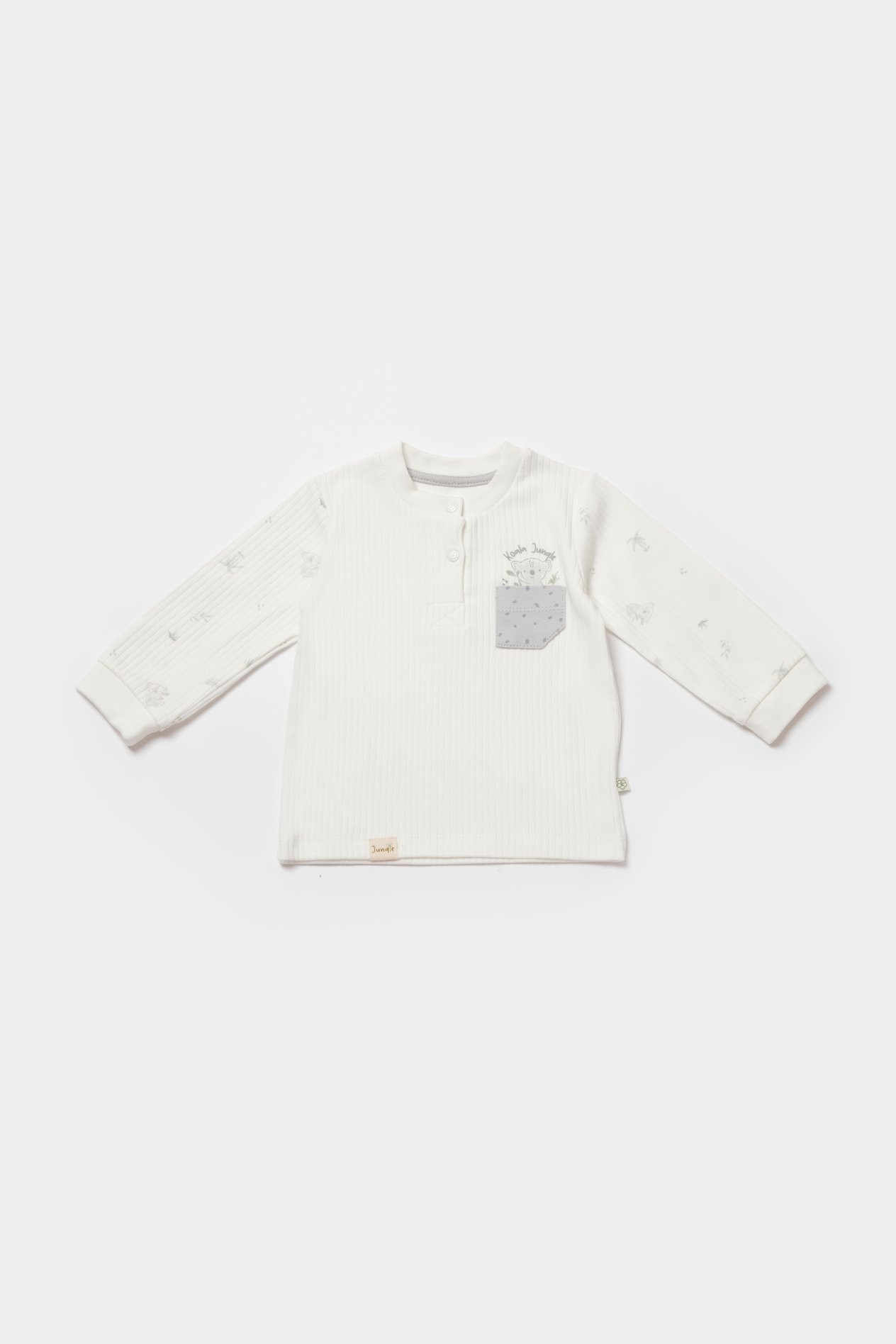 BİORGANİC KOALA JUNGLE SWEATSHİRT AND TROUSERS GRAY SET