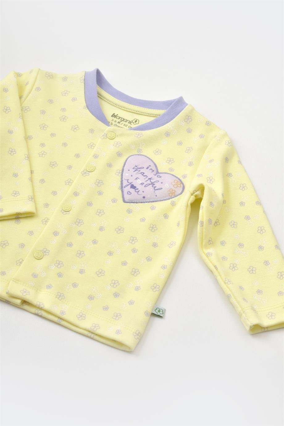 BİORGANİC LOVE YOU BABY PİJAMA TAKIMI YELLOW LAVENDER SET