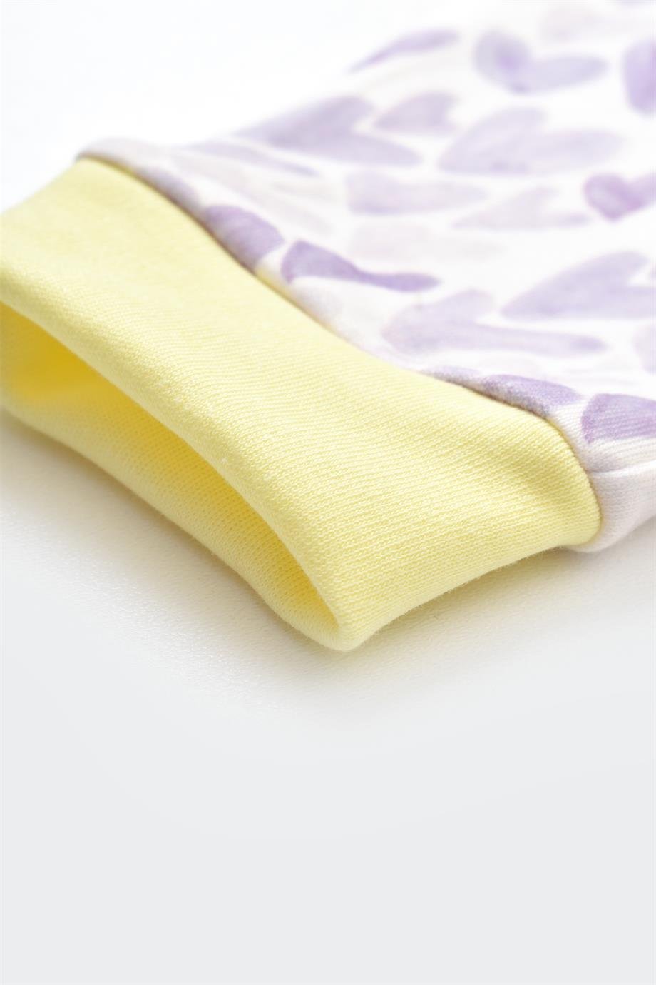 BİORGANİC LOVE YOU BABY PİJAMA TAKIMI YELLOW LAVENDER SET