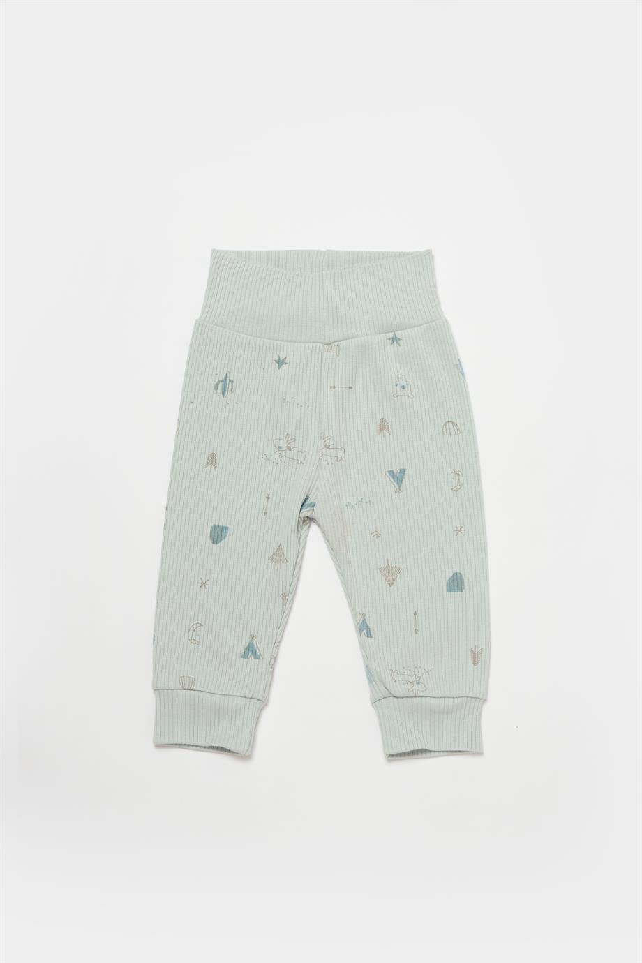 BİORGANİC MODAL HAPPY FOREST SWEATSHIRT AND TROUSERS BEIGE-MINT SET