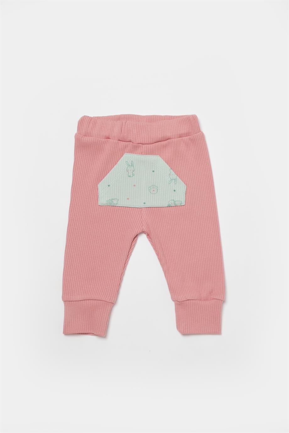 BİORGANİC MODAL PLAY WITH ME SWEATSHIRT AND TROUSERS MINT-ROSE SET