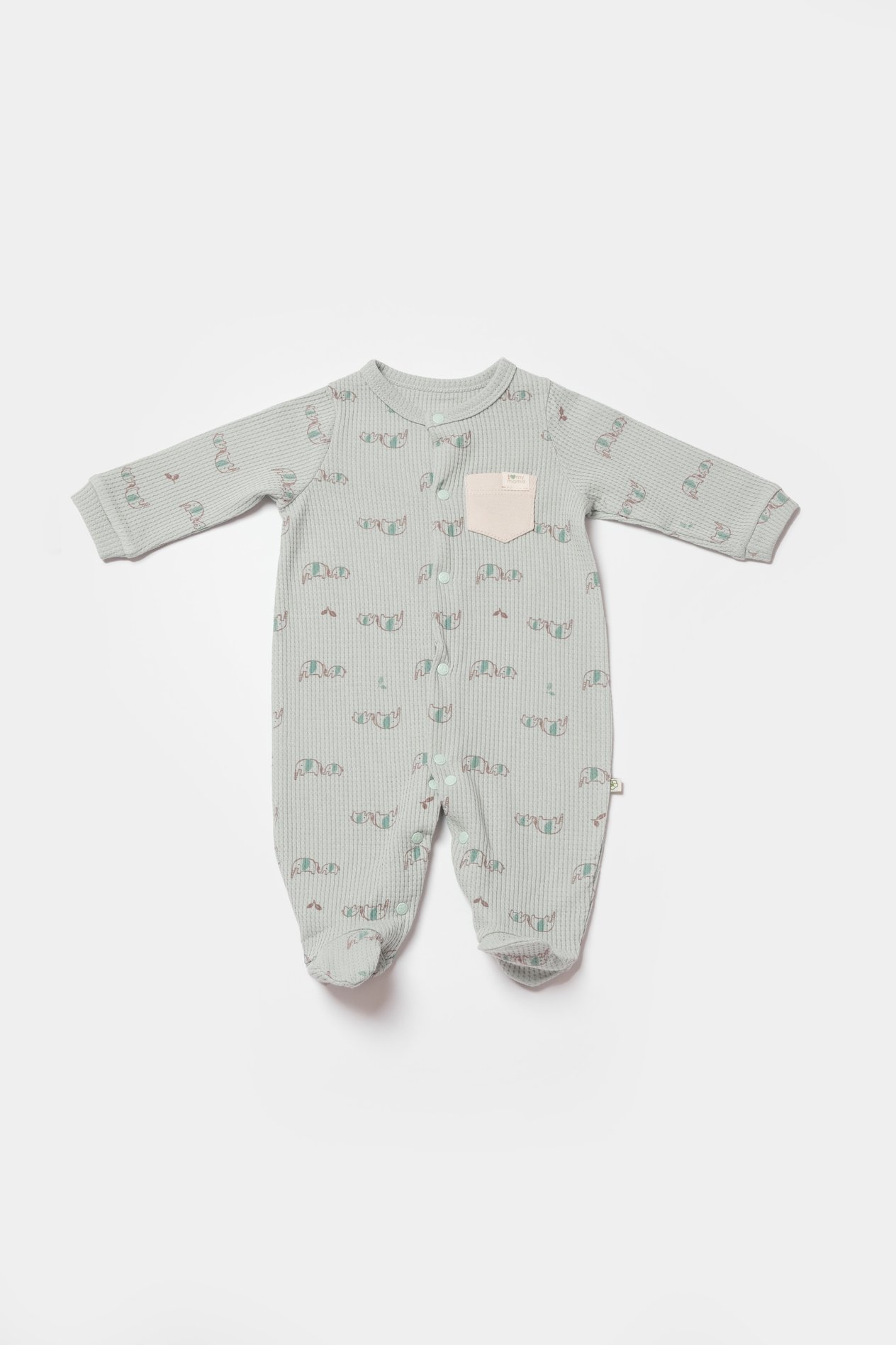BİORGANİC WAFFLE I LOVE TO MY AMA OVERALLS BEIGE-MINT SET