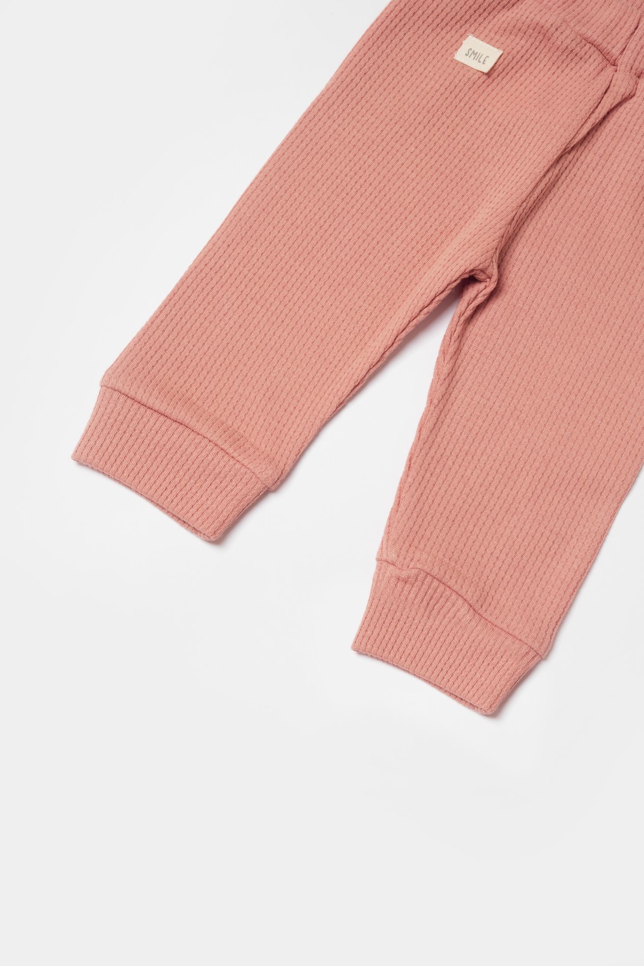BİORGANİC WAFFLE SMILE TROUSERS RED BROWN SET
