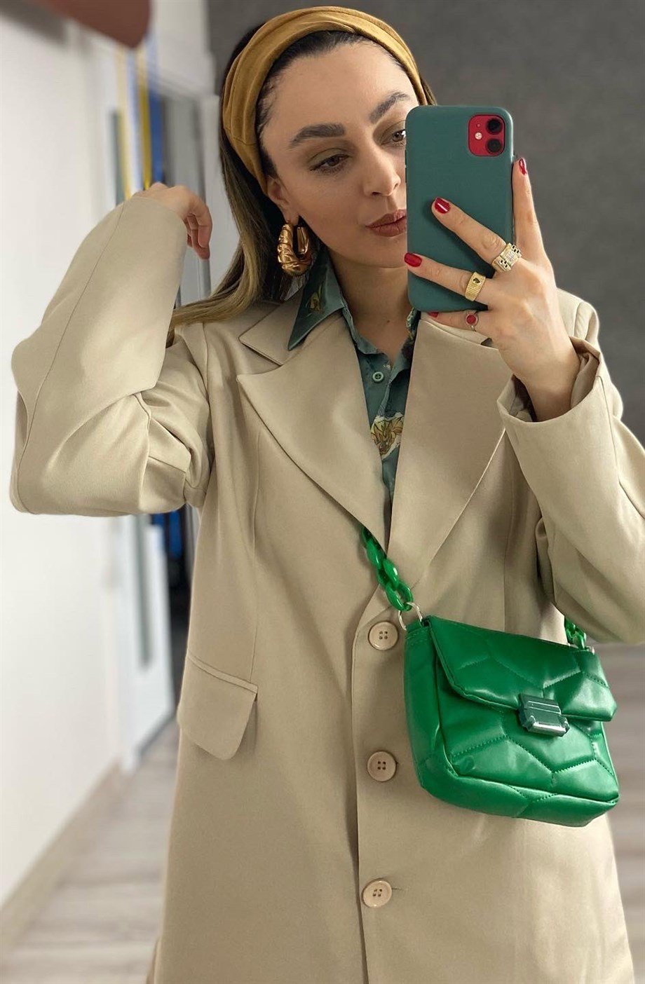 Taş Rengi 3 Düğme Detaylı Blazer Ceket