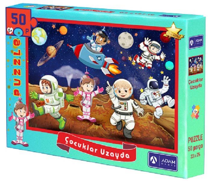 Çocuklar Uzayda 50 Parça Puzzle (33x25)