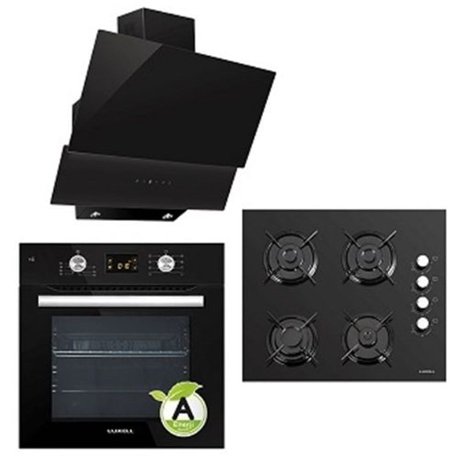 Luxell Deluxe Siyah Cam 3lü Ankastre Set